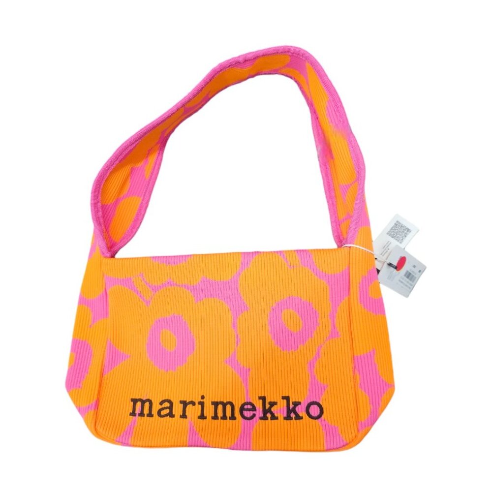 Marimekko Unikko Orange / Pink Knitted Shoulder Bag - Picture 2 of 5